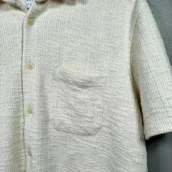 ZARA Cabana Resort Relaxed Button Up Collared Textured Linen Look Top Women XL - Picture 2 of 10